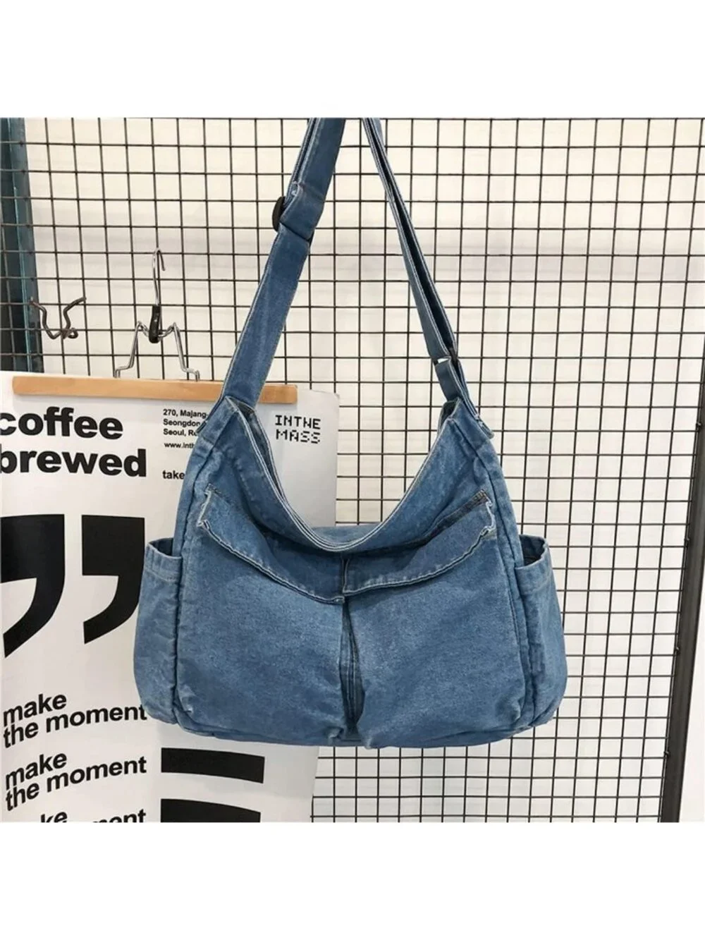Casual Denim Canvas Messenger Tote Bag for Women & Men - Retro Aesthetic